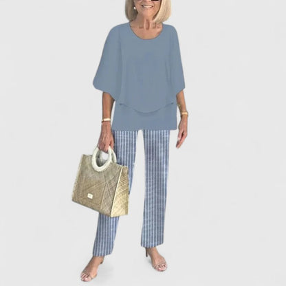 Patterned Two-Piece Top and Trousers Set