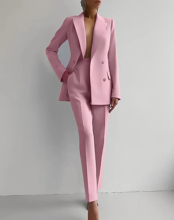 Tailored Single-Breasted Blazer and Trouser Suit Set