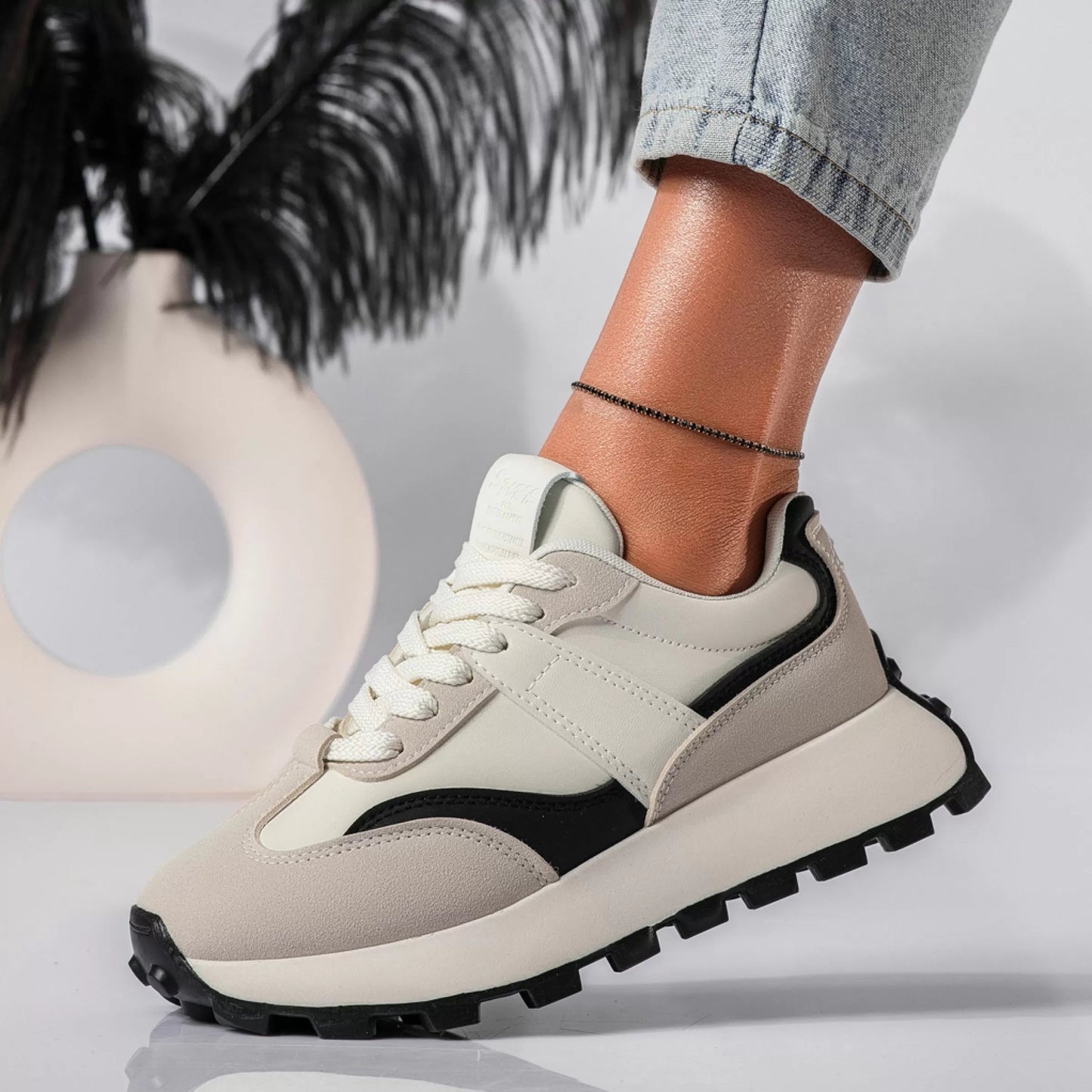 Women's Platform Sole Lace-Up Trainers