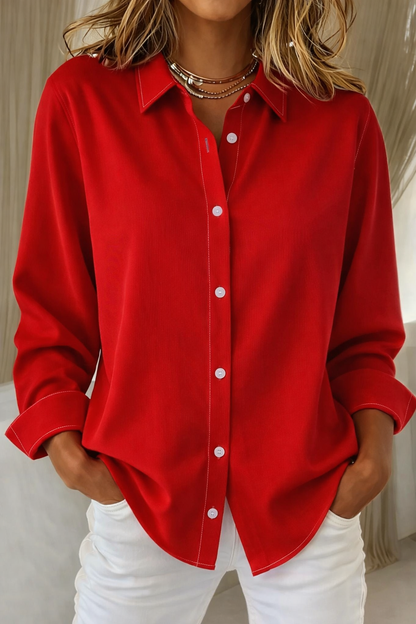 Minimalist Button-Front Blouse in Black