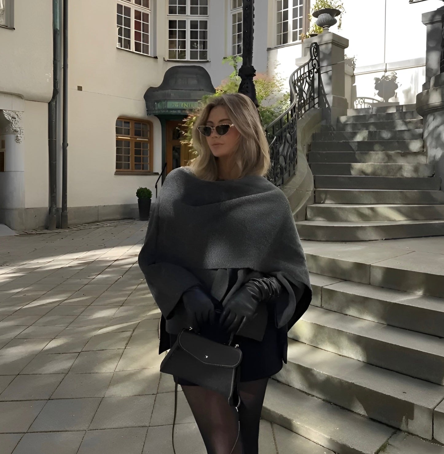 Flowing Draped Cape Overcoat