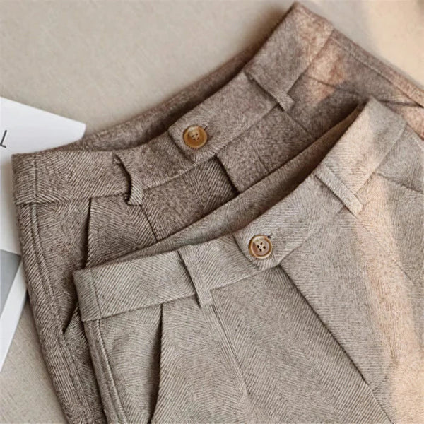 Men's Retro High-Rise Pleated Trousers