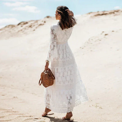 Long Sleeve Boho Print Maxi Dress