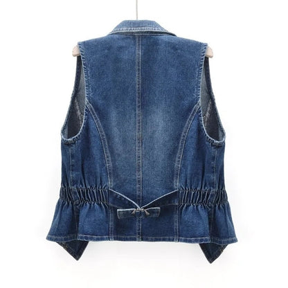 Relaxed Sleeveless Denim Waistcoat Jacket