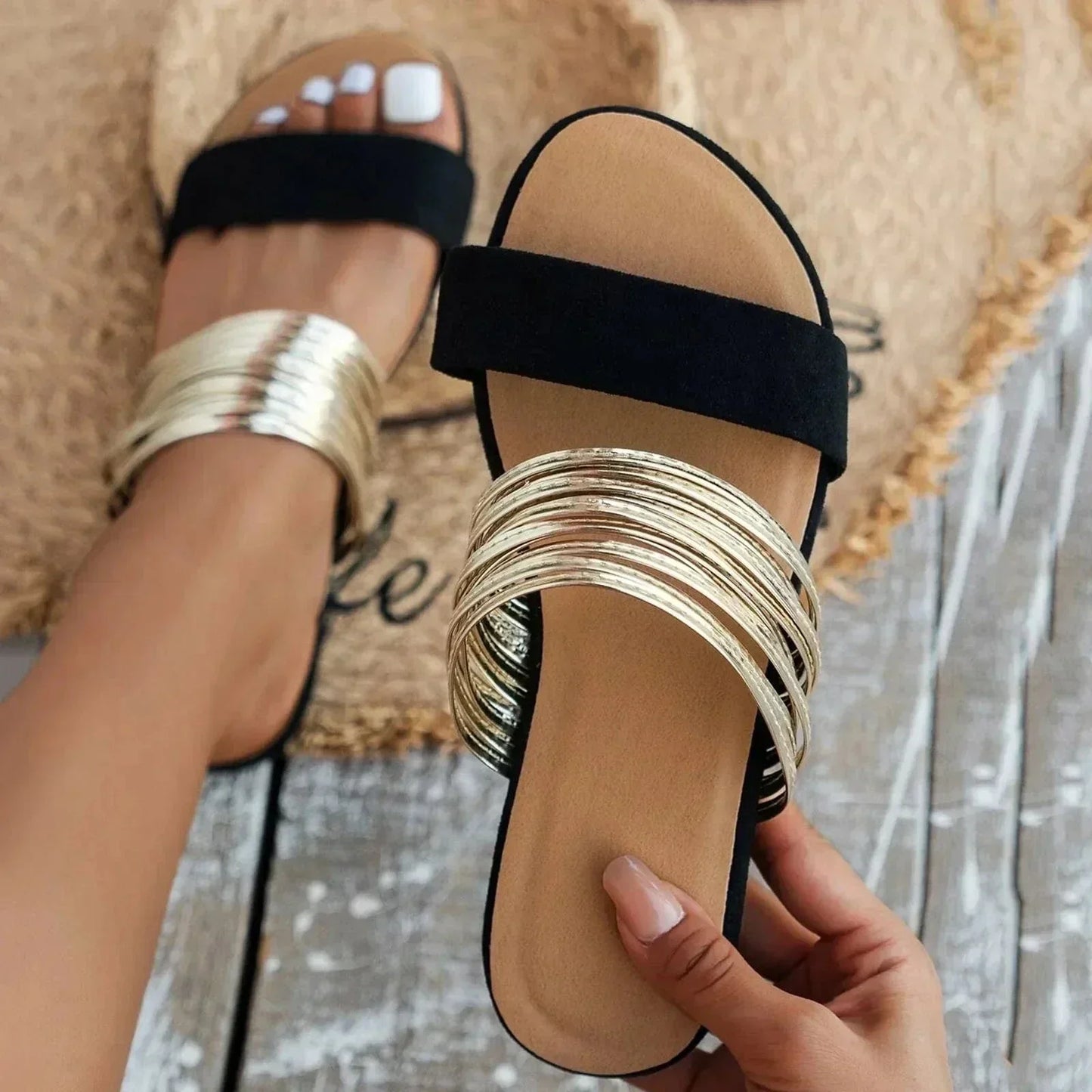 Women's Twin-Strap Open-Toe Slides