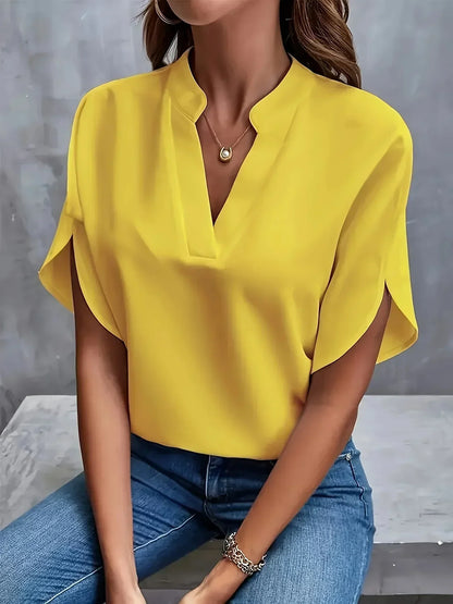 Split-Sleeve V-Neck Blouse