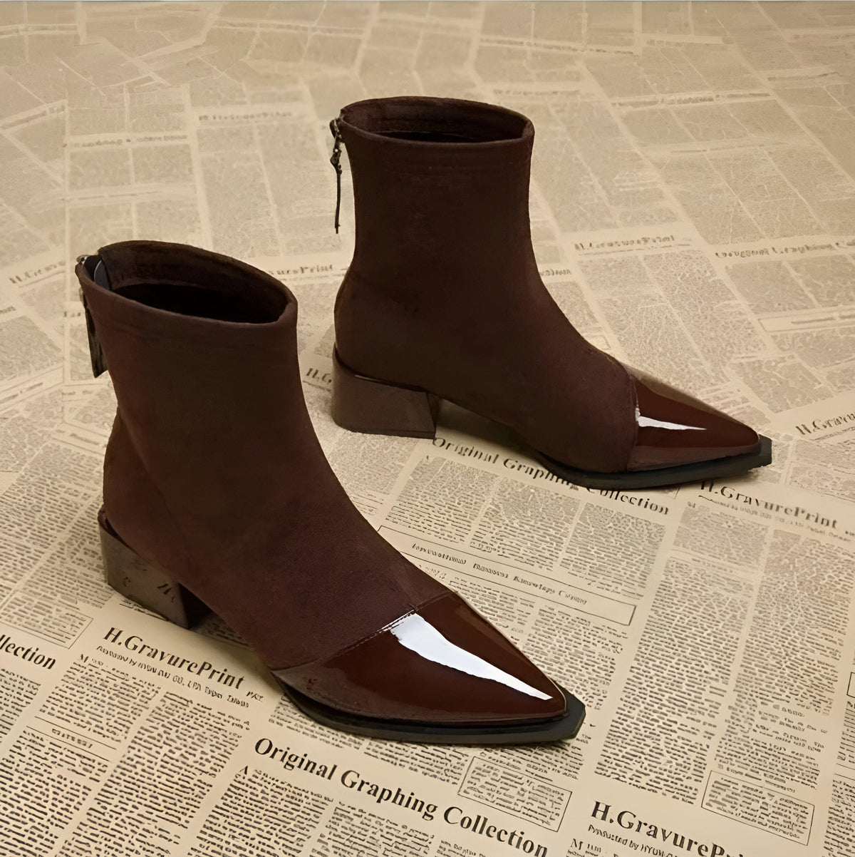 Mid-Block Heel Ankle Boots