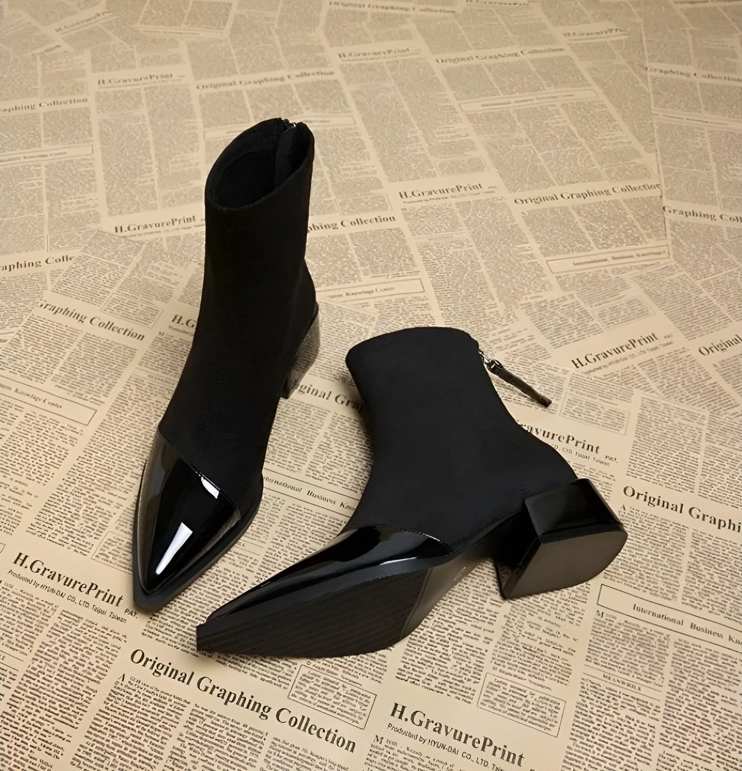 Mid-Block Heel Ankle Boots