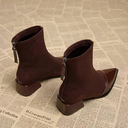Mid-Block Heel Ankle Boots