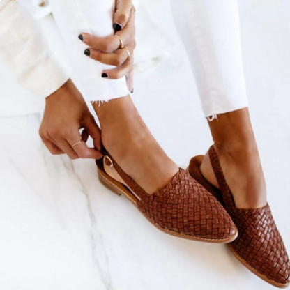 Textured Woven Slingback Flats