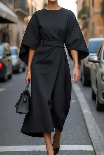 Kimono Sleeve Tie-Waist Midi Dress