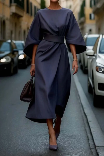 Kimono Sleeve Tie-Waist Midi Dress
