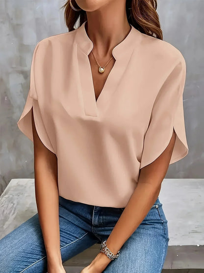Split-Sleeve V-Neck Blouse