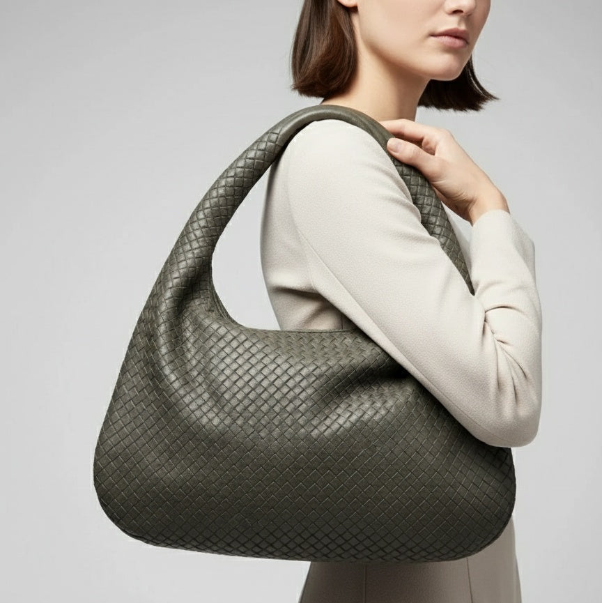Intrecciato Woven Shoulder Tote