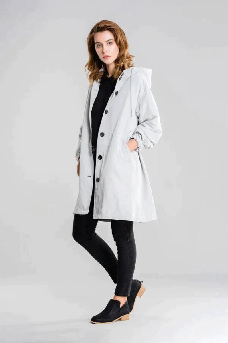 Women's Hooded Longline Button-Front Winter Coat
