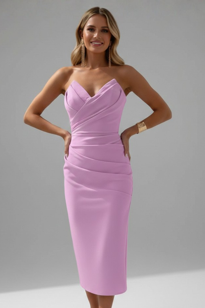 Strapless Ruffle-Trim Midi Dress