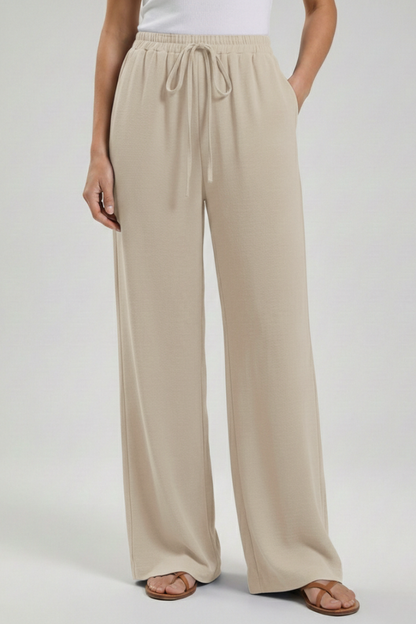 Flowing Drawstring Palazzo Pants with Pockets