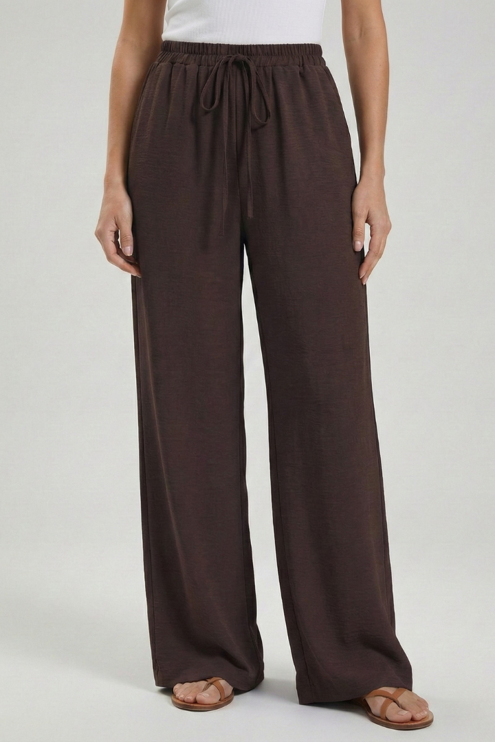 Flowing Drawstring Palazzo Pants with Pockets