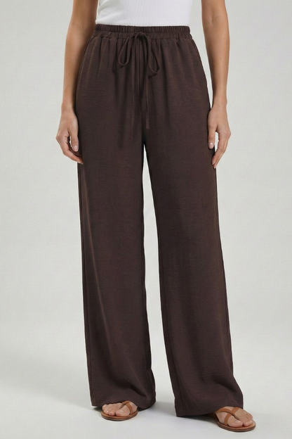 Flowing Drawstring Palazzo Pants with Pockets