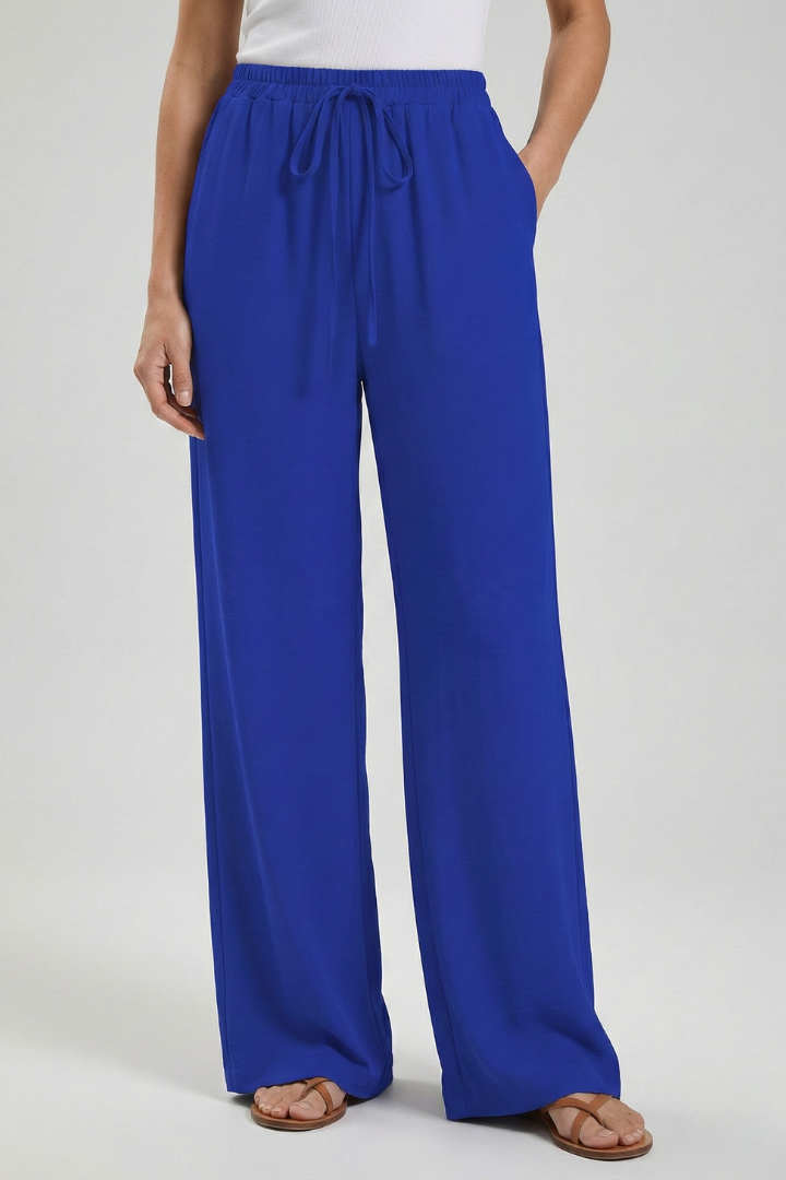 Flowing Drawstring Palazzo Pants with Pockets