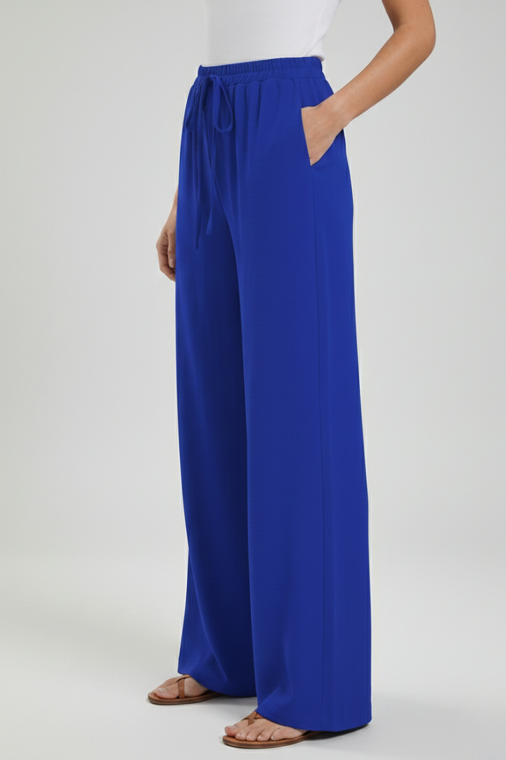 Flowing Drawstring Palazzo Pants with Pockets