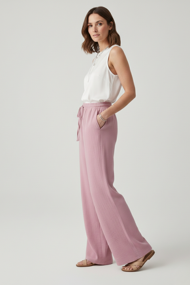 Relaxed Wide-Leg Drawstring Trousers