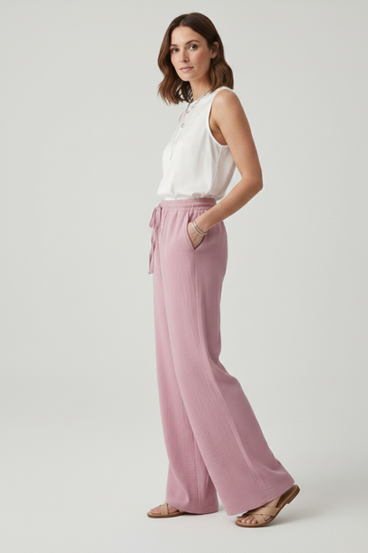Relaxed Wide-Leg Drawstring Trousers