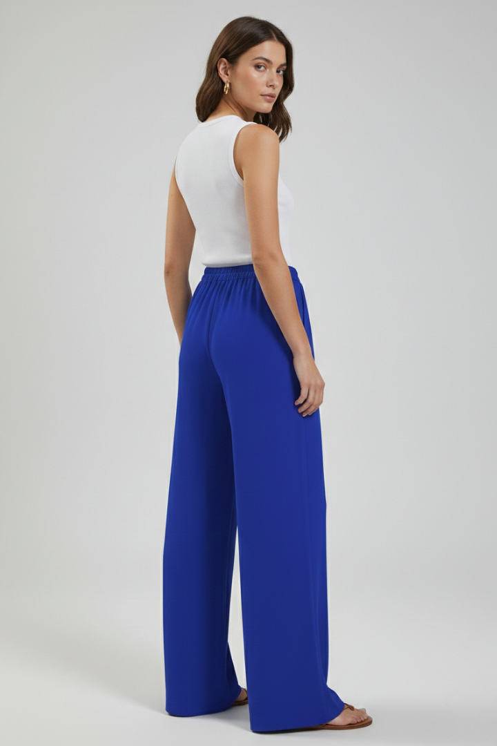 Flowing Drawstring Palazzo Pants with Pockets