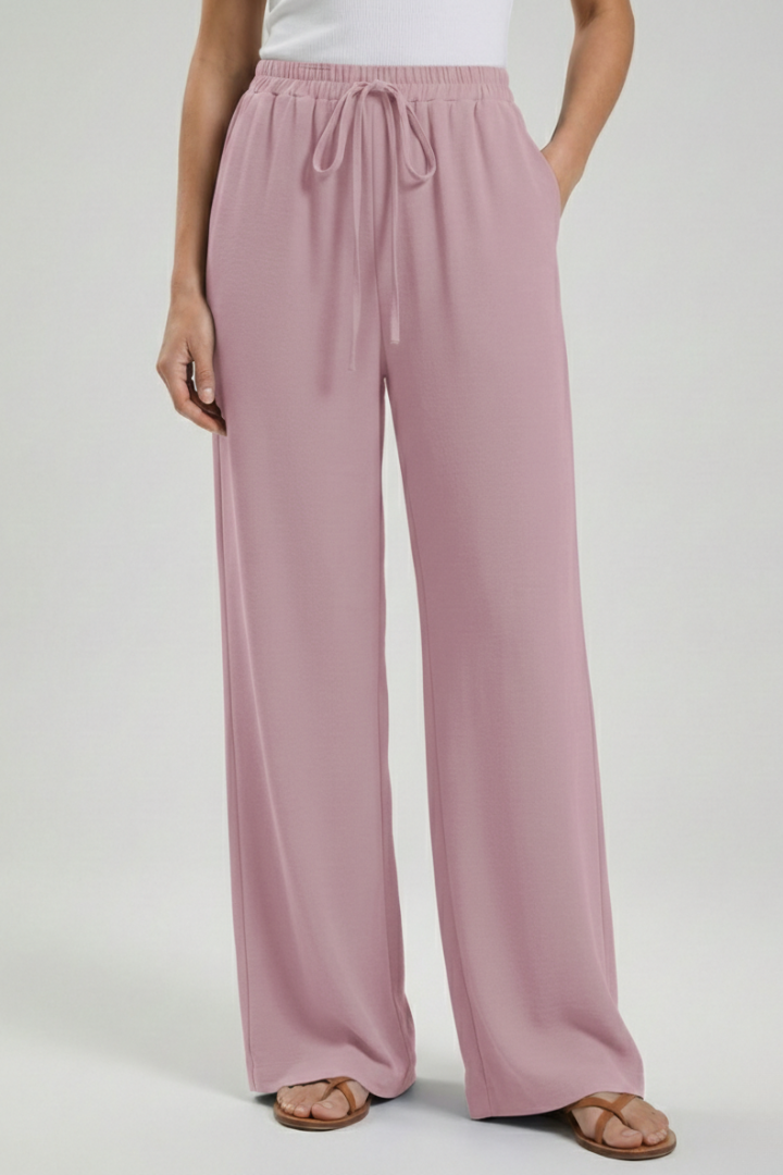 Flowing Drawstring Palazzo Pants with Pockets