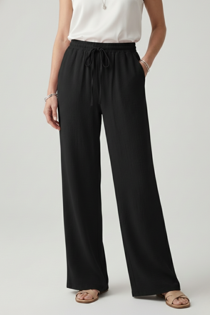 Relaxed Wide-Leg Drawstring Trousers