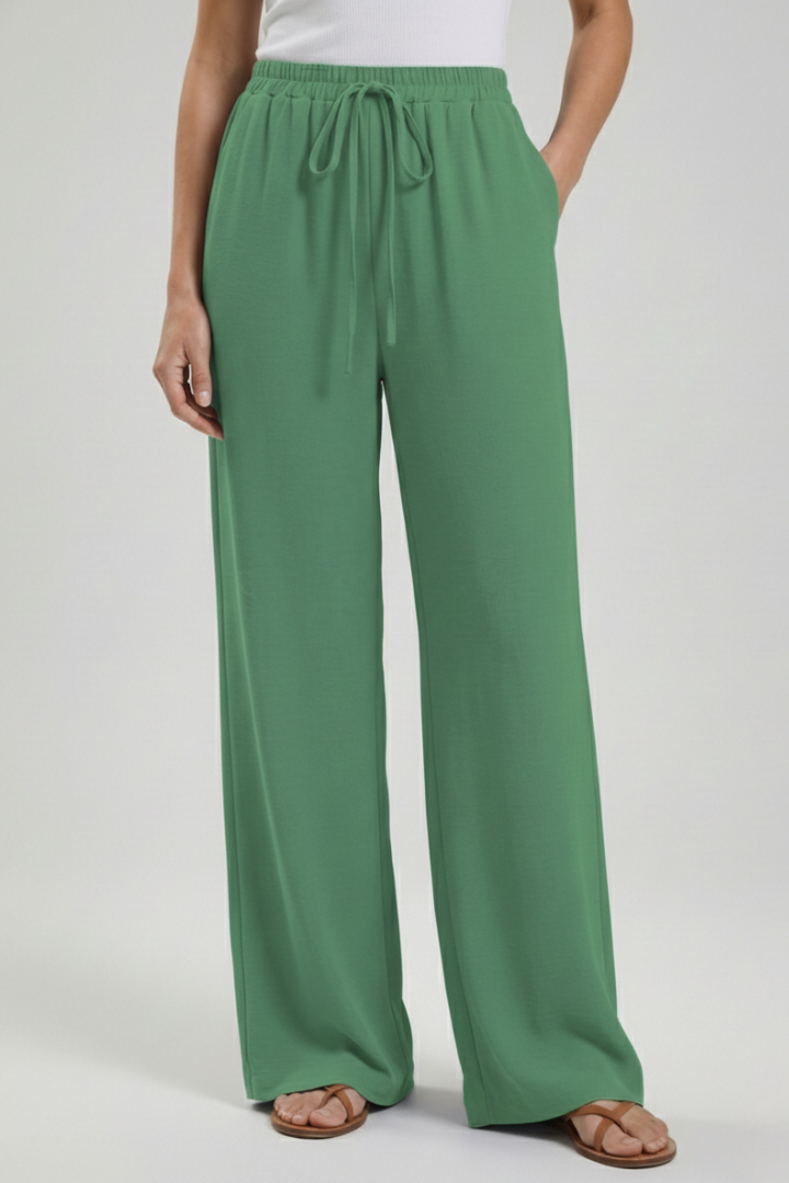 Flowing Drawstring Palazzo Pants with Pockets