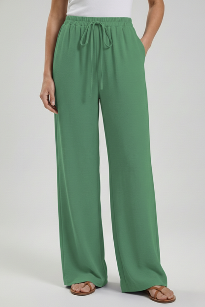 Flowing Drawstring Palazzo Pants with Pockets