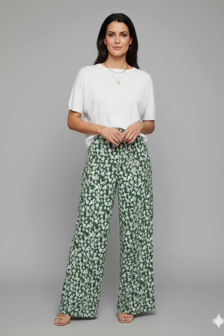 Wide-Leg Floral Palazzo Trousers