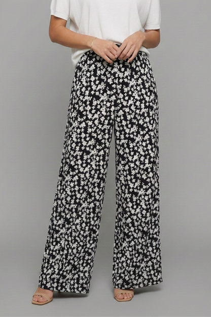 Wide-Leg Floral Palazzo Trousers