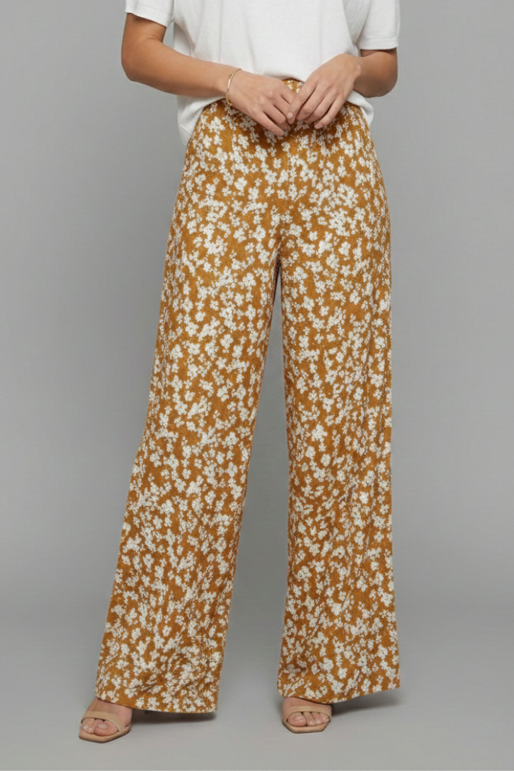 Wide-Leg Floral Palazzo Trousers