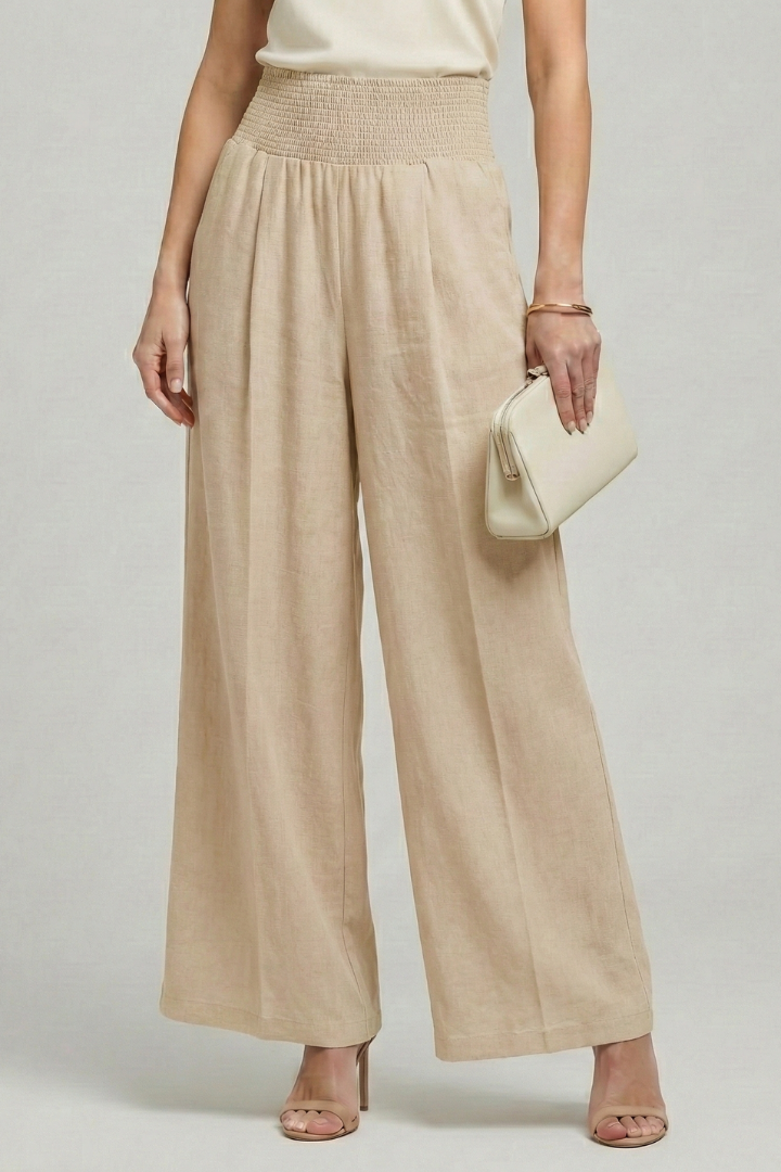 Pleated High-Rise Wide-Leg Trousers