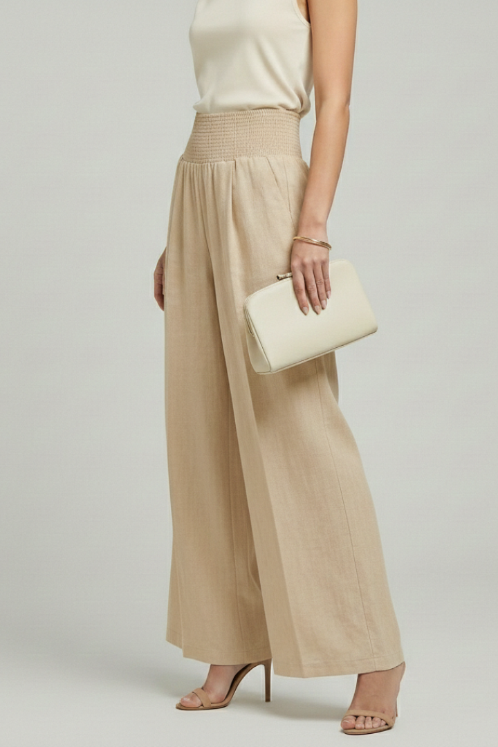 Pleated High-Rise Wide-Leg Trousers