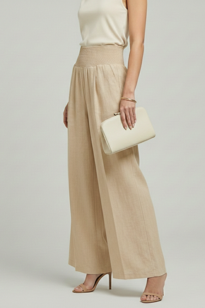 Pleated High-Rise Wide-Leg Trousers