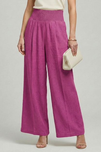 Pleated High-Rise Wide-Leg Trousers