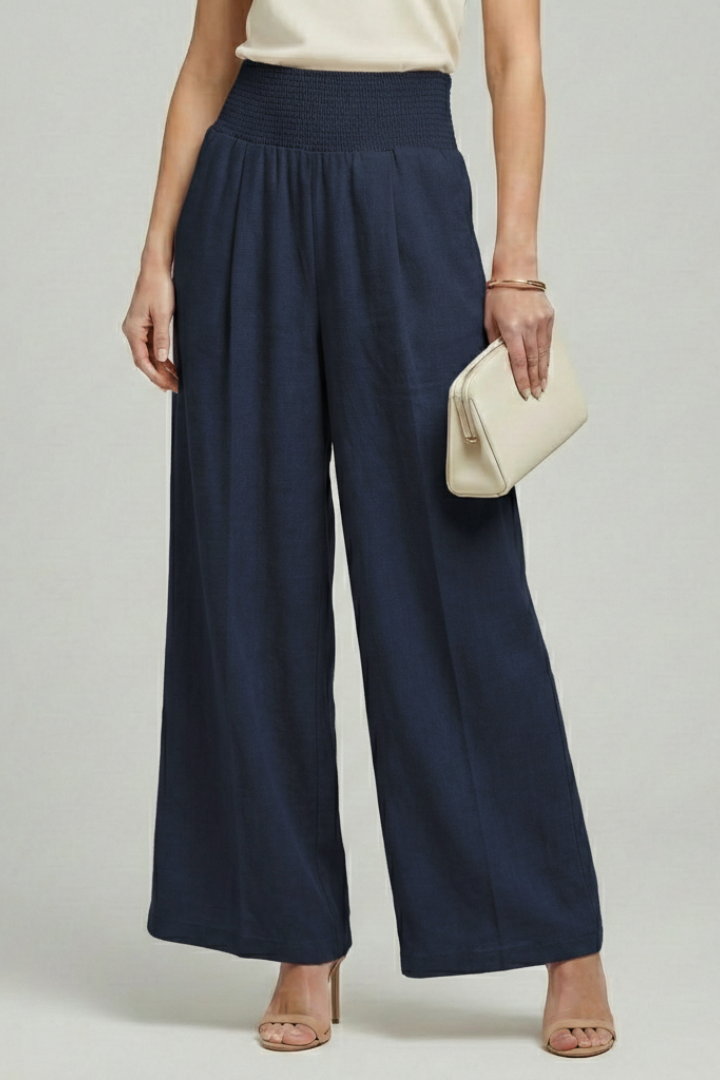 Pleated High-Rise Wide-Leg Trousers