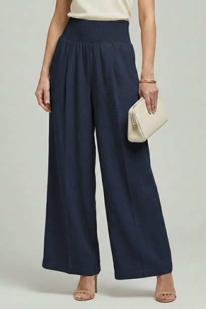 Pleated High-Rise Wide-Leg Trousers