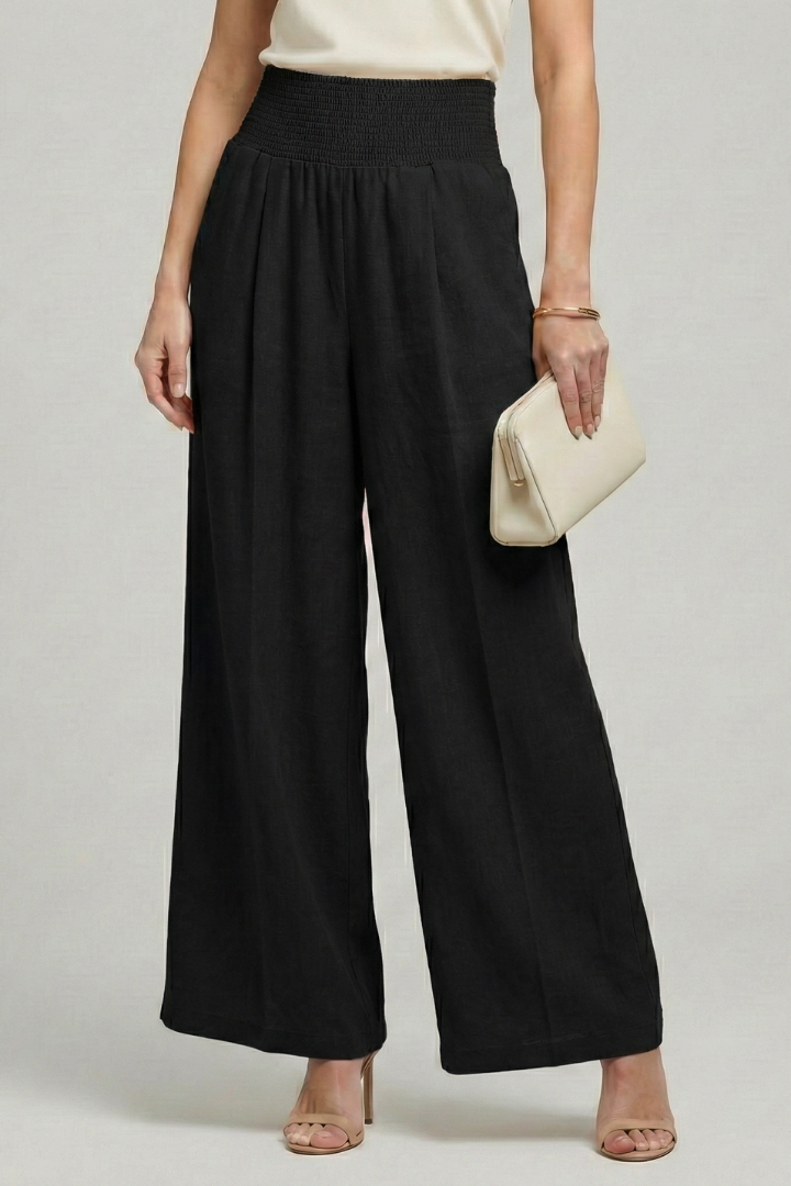 Pleated High-Rise Wide-Leg Trousers
