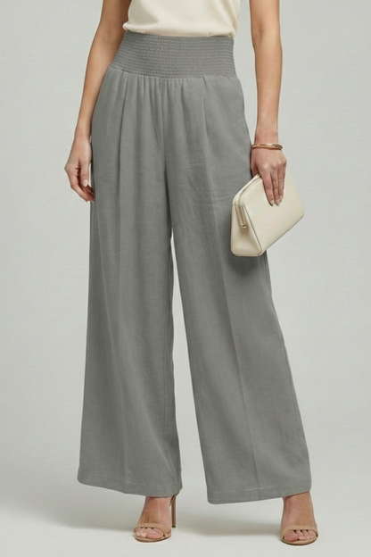 Pleated High-Rise Wide-Leg Trousers