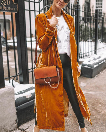 Open-Front Duster Cardigan with Longline Drape