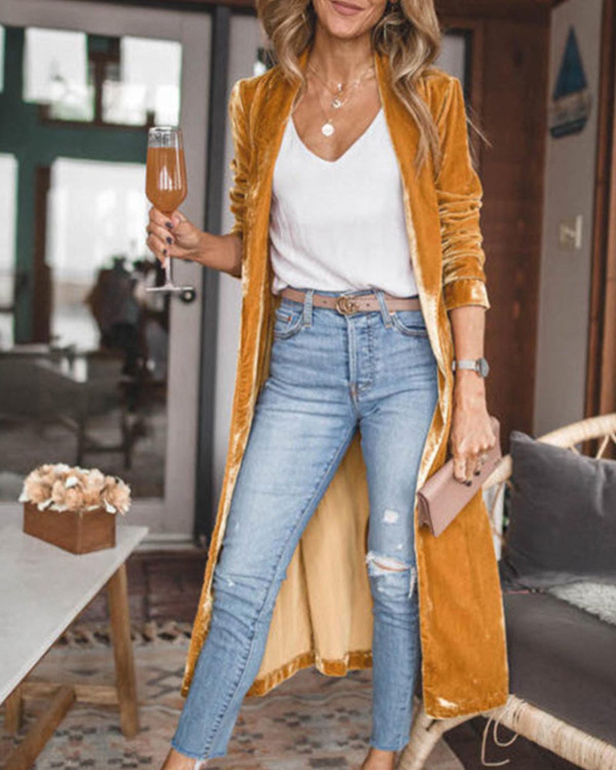 Open-Front Duster Cardigan with Longline Drape