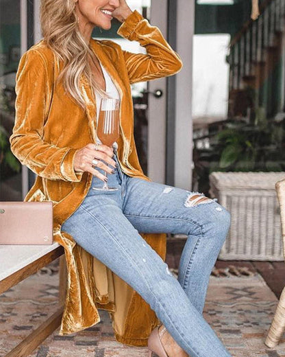 Open-Front Duster Cardigan with Longline Drape