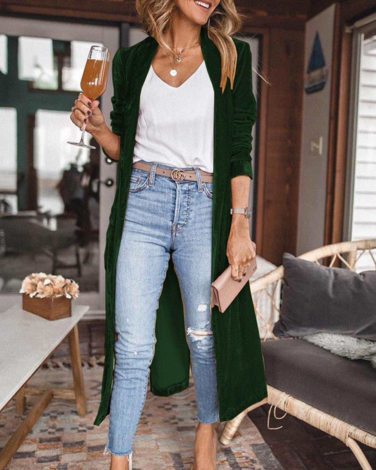 Open-Front Duster Cardigan with Longline Drape