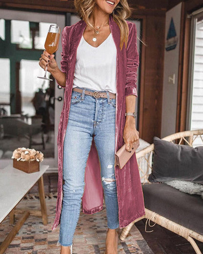Open-Front Duster Cardigan with Longline Drape