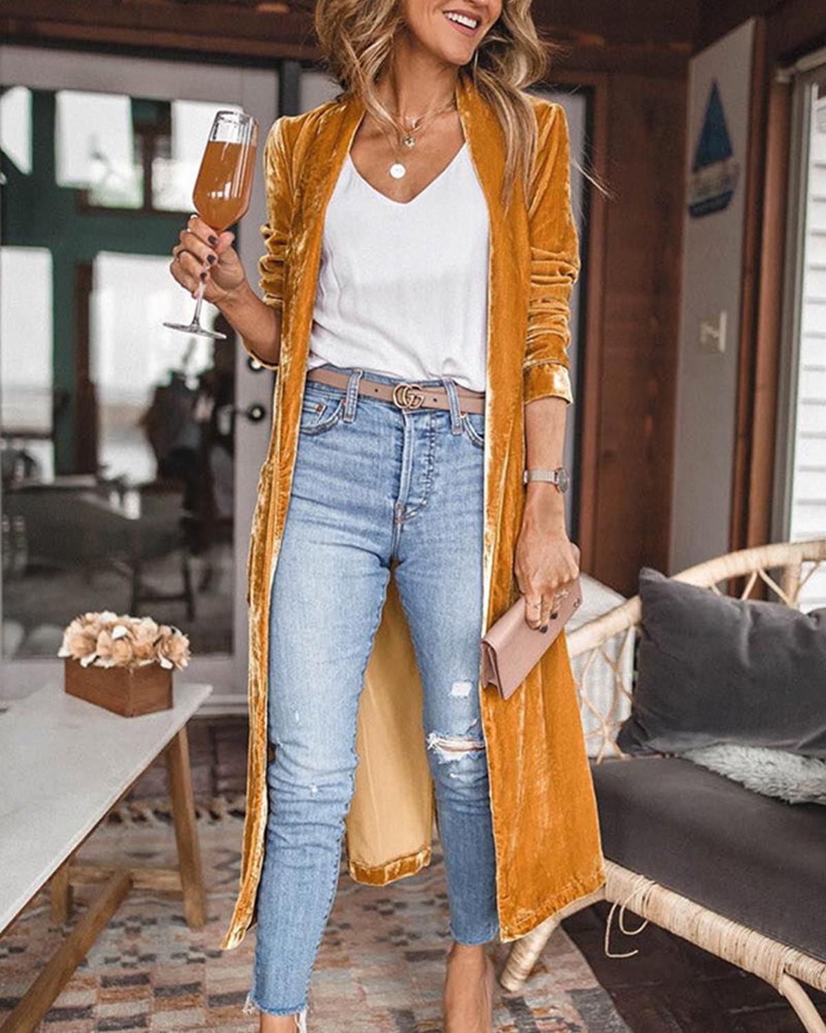 Open-Front Duster Cardigan with Longline Drape