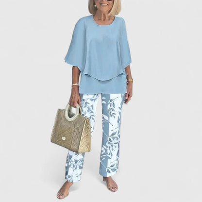 Patterned Two-Piece Top and Trousers Set